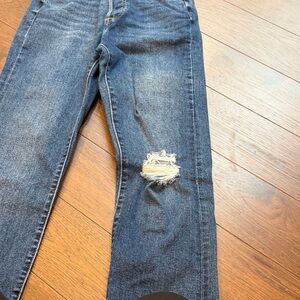 Aerie Men's Dark Blue Slim Jeans with Distressed Knee